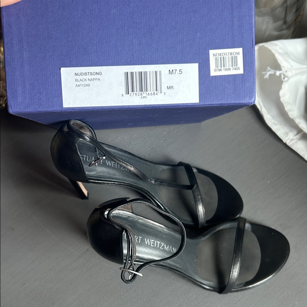 Stuart Weitzman Black Leather Heels